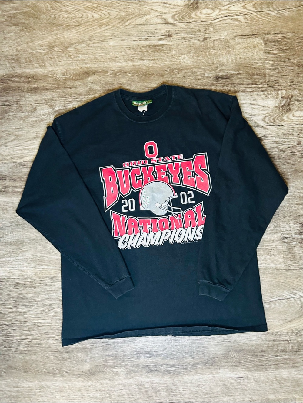 Outdoor Life Black Crewneck Sweater with Red and White Buckeyes Graphic